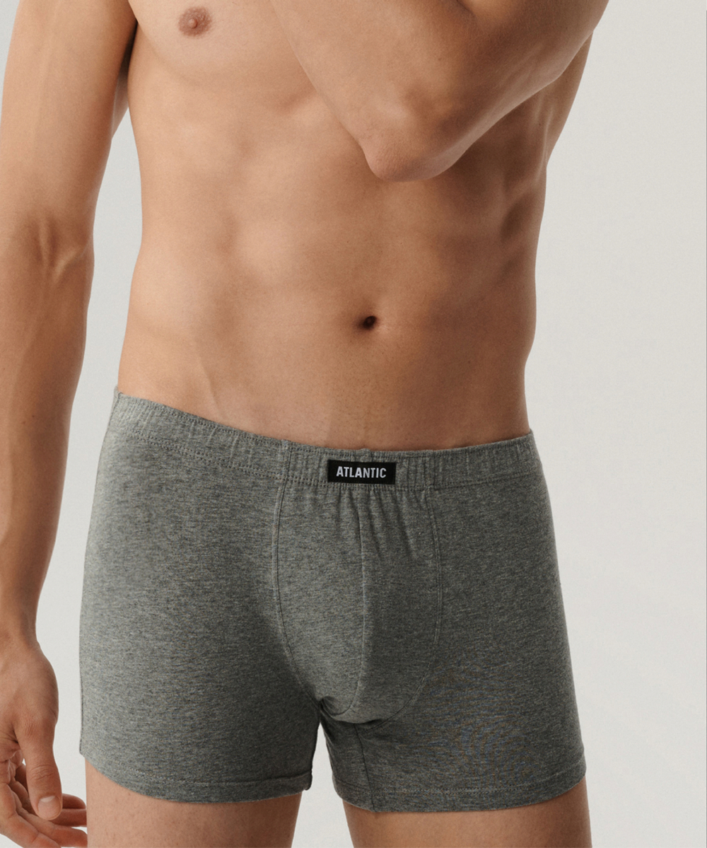 Мужские трусы шорты Atlantic, набор из 3 шт., хлопок, черные + серый меланж + темно-серый меланж, Basic 3BMH-007