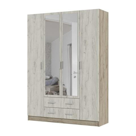 Гармония ШК 602 Шкаф 4х-дверный Дуб крафт серый / Дуб крафт белый