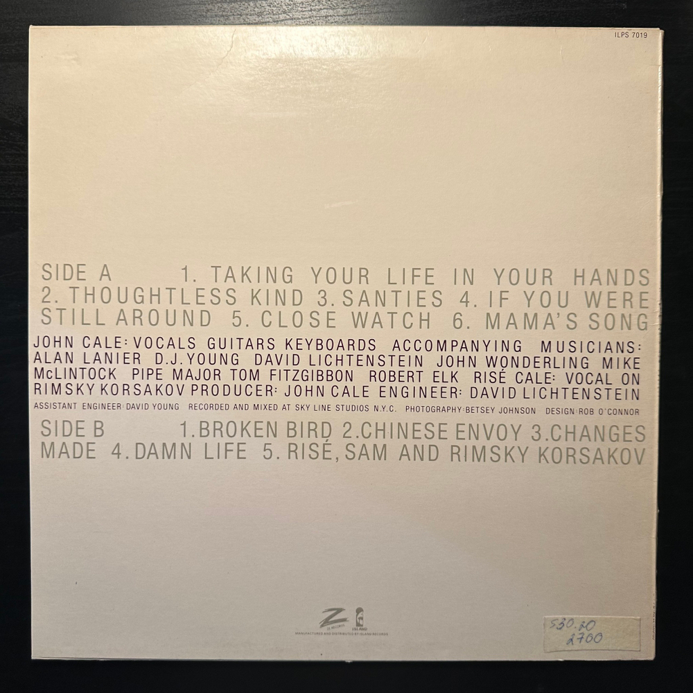 John Cale - Music For A New Society (Англия 1982г.)