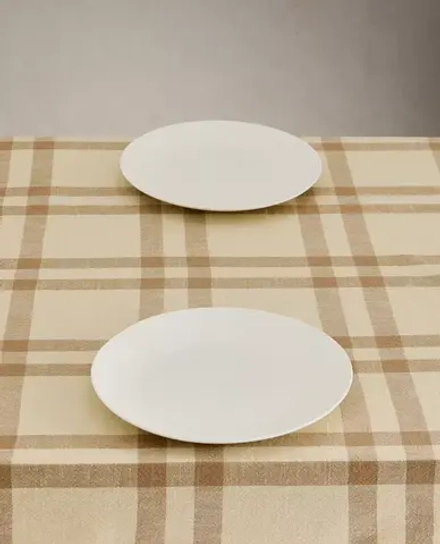 ZARA HOME КЛЕТЧАТАЯ ХЛОПЧАТОБУМАЖНАЯ СКАТЕРТЬ, ЖЕЛТО-ОРАНЖЕВЫЙ