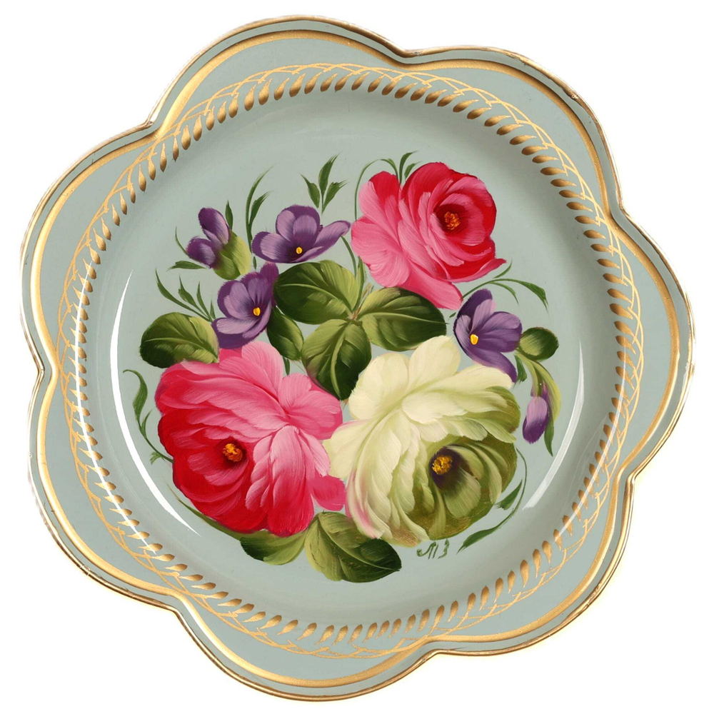 Жостовский поднос декоративный, размер 18 см (A1), металлический