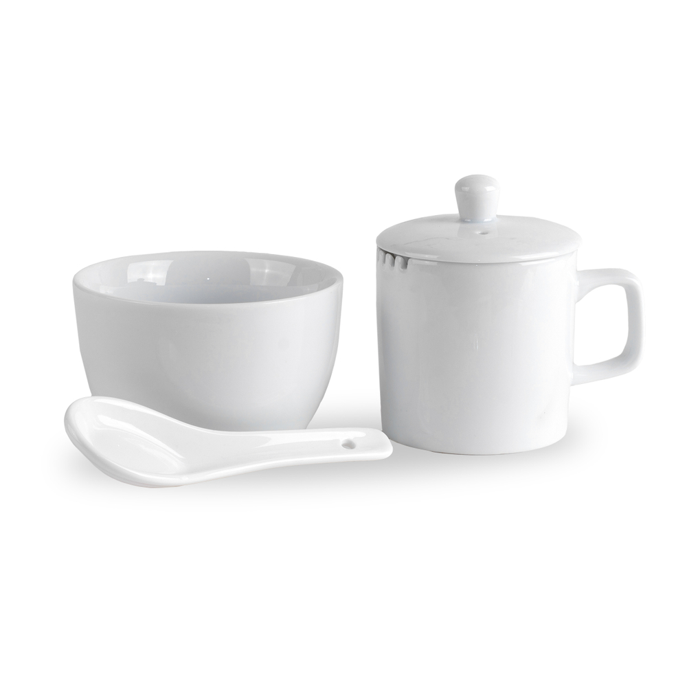321017 Сервиз "Набор титестера" чашка с крышкой 150мл, чаша 200мл, ложка, фарфор