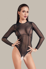 Эротическое боди Grace с длинными рукавами (Размер: 46-48) (Цвет: черный)