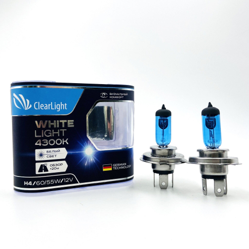 Лампа H4 галогеновая с яркостью ксенона 4300K комплект 2шт
