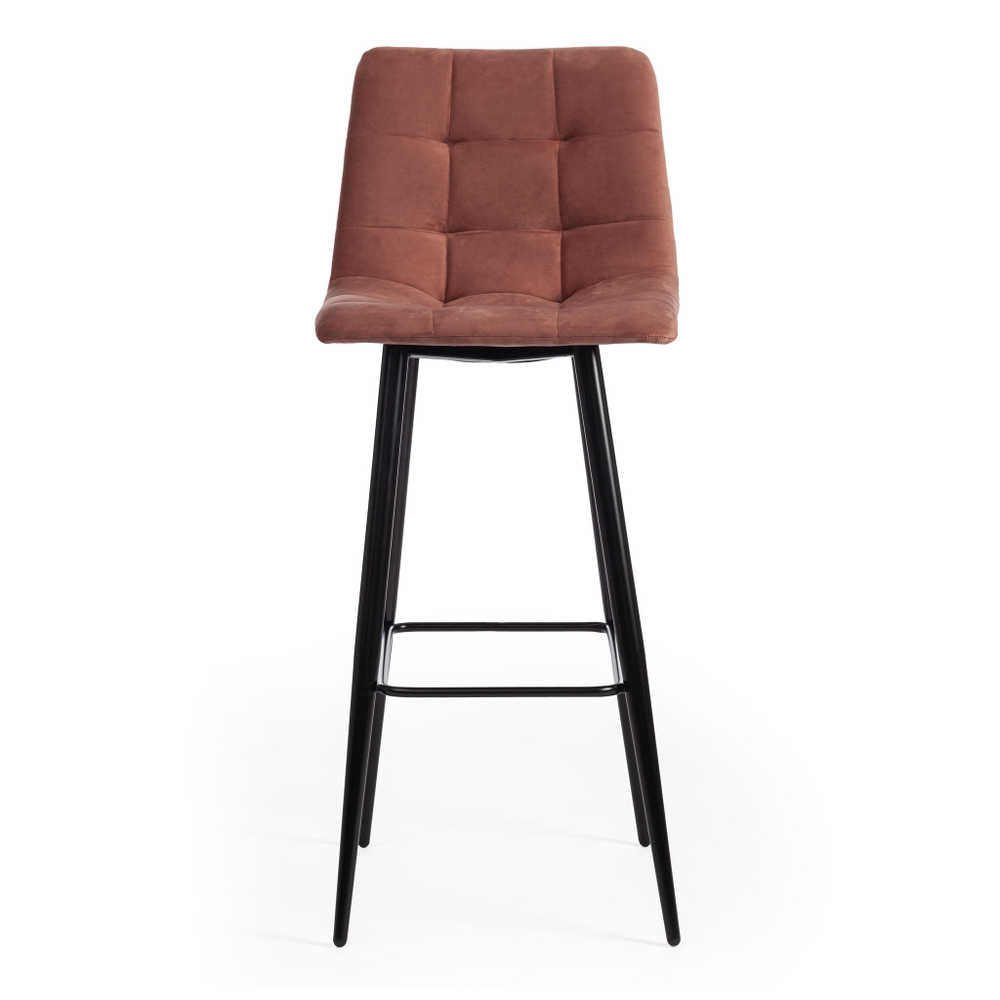 Стул барный CHILLY (mod.7095б) ткань/металл, 53х44х104 см, высота до сиденья 76 см, коралловый barkhat 15 /черный (Комплект из 2 шт.)