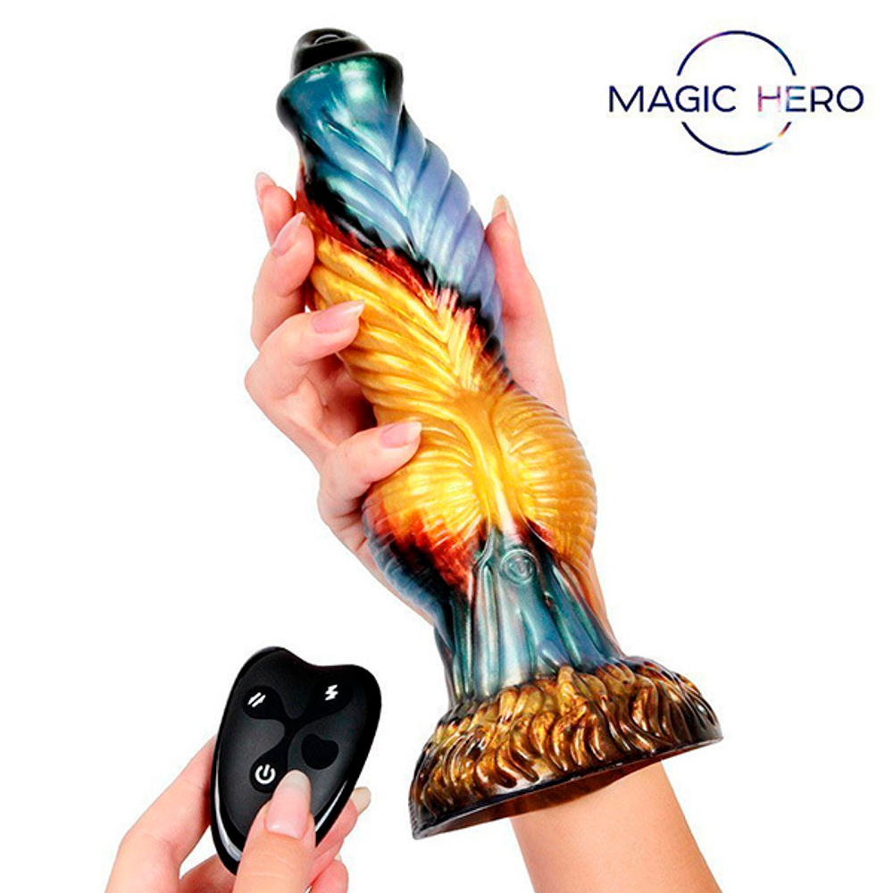 Разноцветный фантазийный вибромассажер 26см с пультом ДУ Bior Toys Magic Hero MH-13020