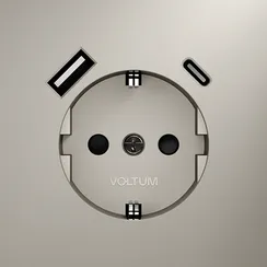 Розетка встраиваемая VOLTUM S70 с заземлением и защитными шторками, 16А, с USB, A+С, (кашемир) vls040503
