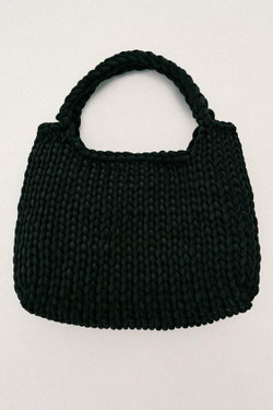 ZARA ПЛЕТЕНАЯ СУМКА-ШОПЕР, ЧЕРНЫЙ