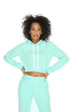 Укороченное худи с капюшоном (Размер: L) (Цвет: голубой)