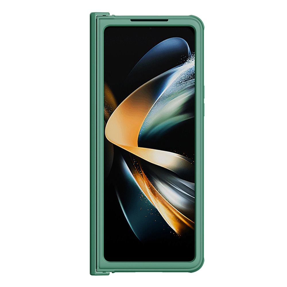 Чехол зеленого цвета двухкомпонентный на Samsung Galaxy Z Fold 4 5G от Nillkin, серия CamShield Pro Case, с сдвижной крышкой для камеры