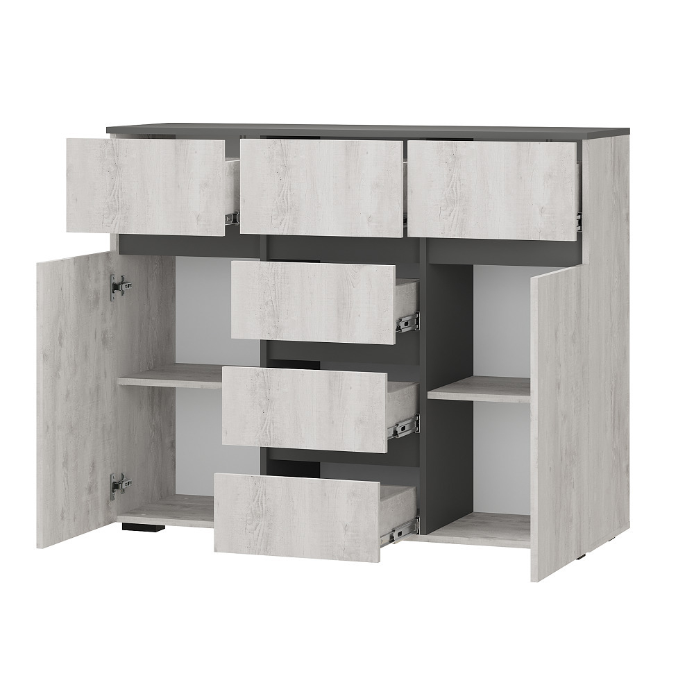 Комод комбинированный Мрия КМ-15, Бетон пайн светлый, графит