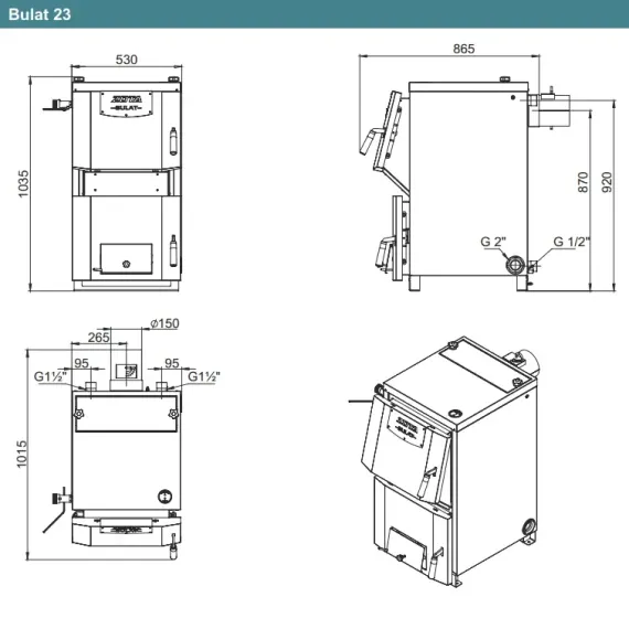 Котел твердотопливный ZOTA Bulat 23 кВт 30508
