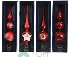 Макушка на елочку Новогодняя Звезда 31 см, красная, стекло, KAEMINGK (170179/1)