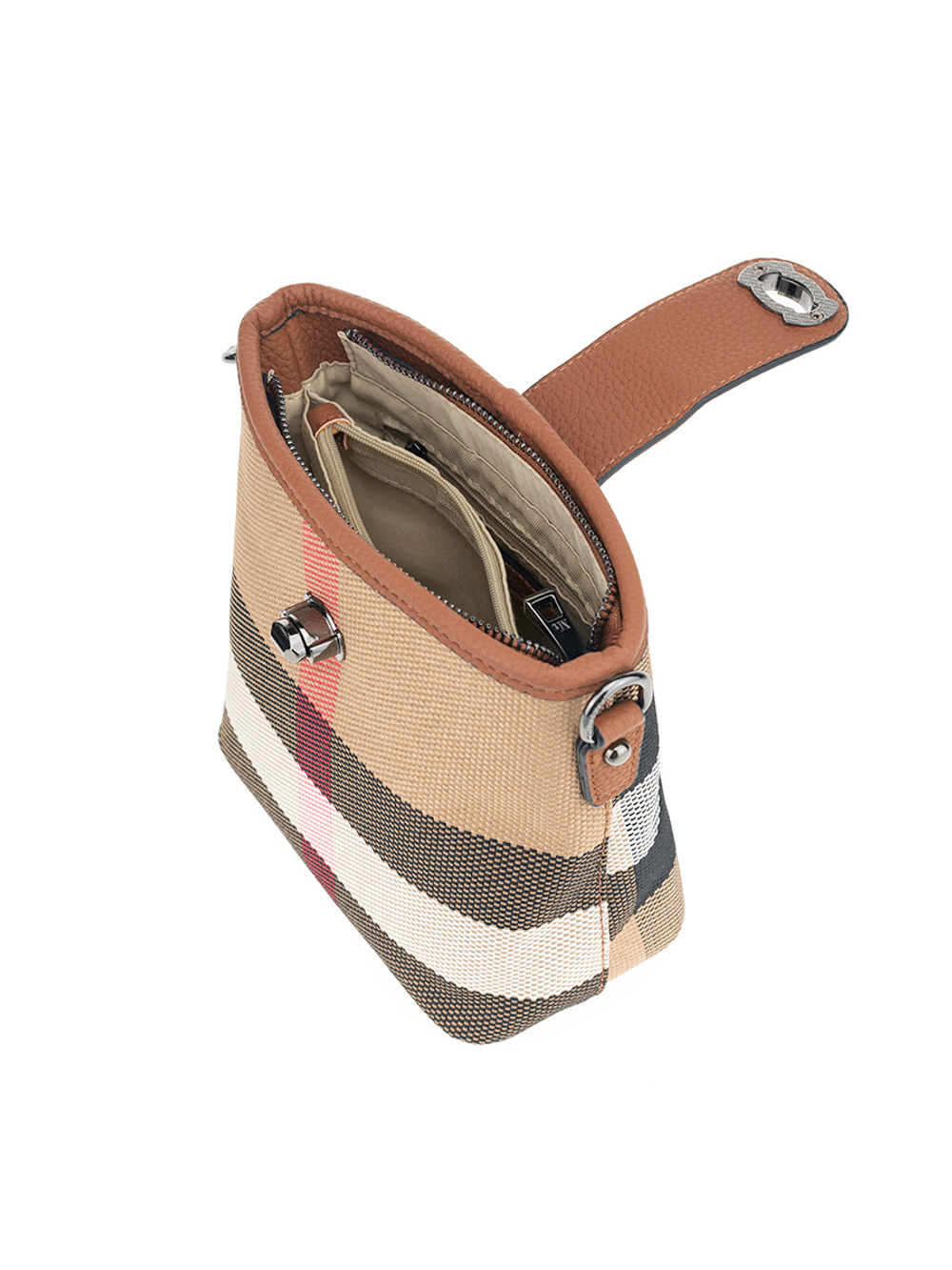 3604BROWN Сумка жен., иск.кожа + текстиль