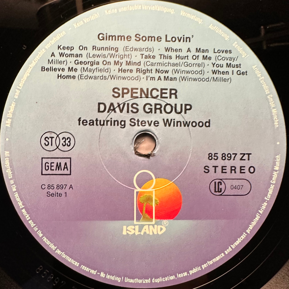 The Spencer Davis Group - Gimme Some Lovin (Германия 1987г.)