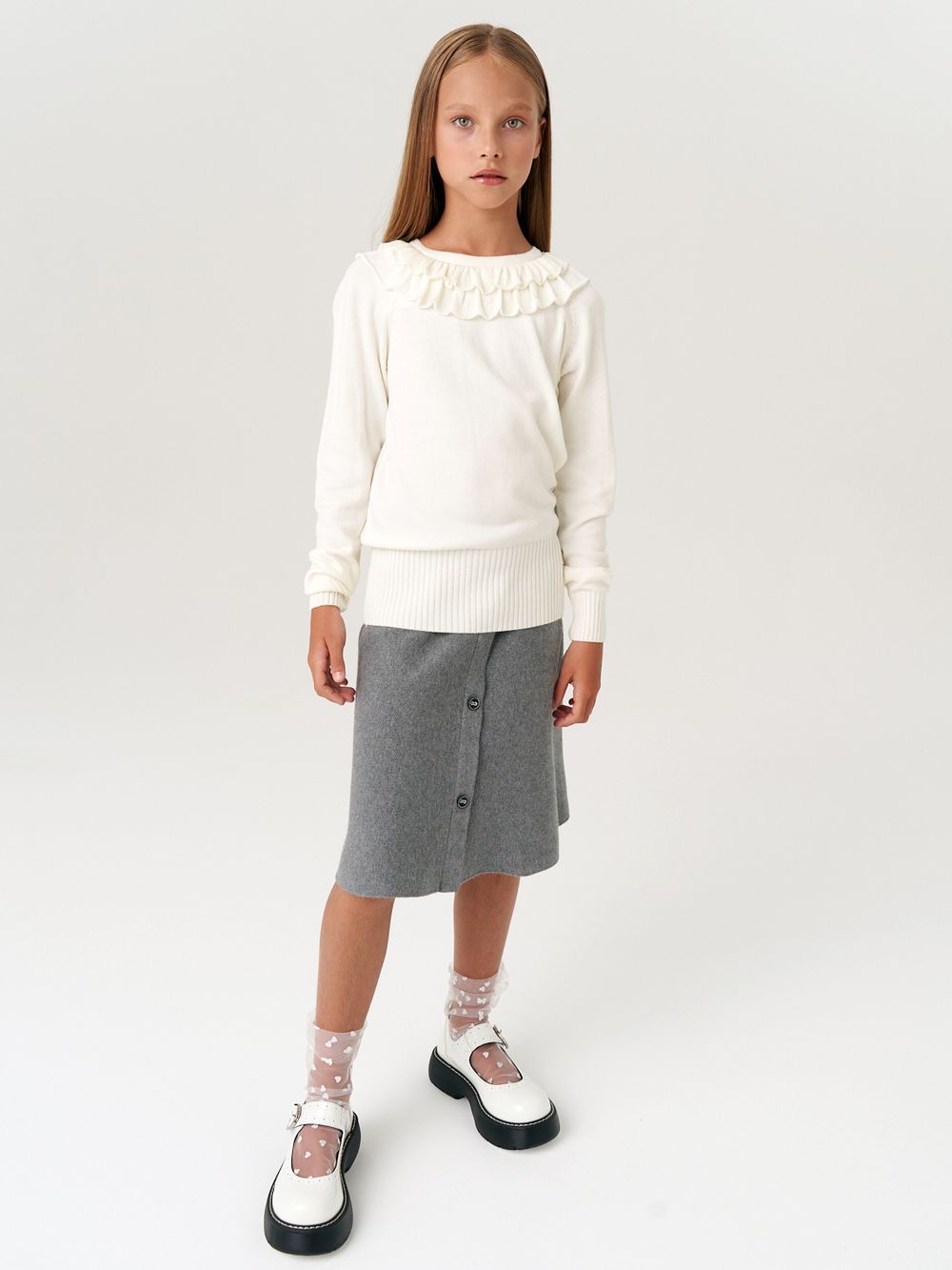 Юбка для девочки в школу AT927 серый