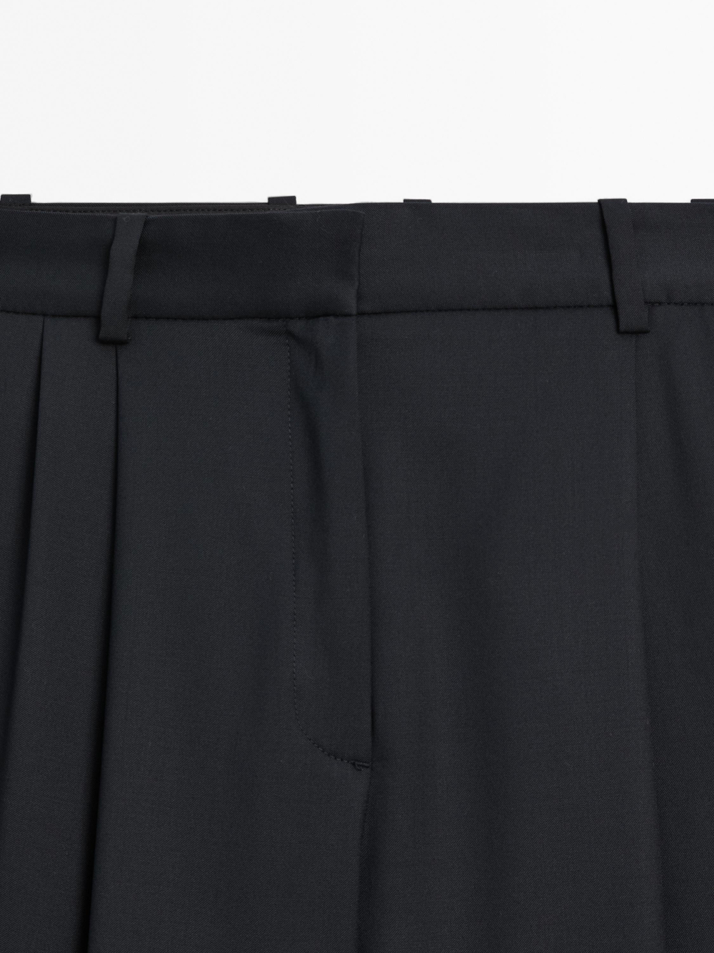 Massimo Dutti Брюки с выточками из сверхтонкой шерсти, темно-синий