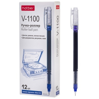 РУЧКА-Роллер Hatber V-1100 Синяя 0,5мм
