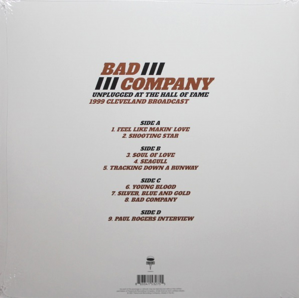 Bad Company / Unplugged At The Hall Of Fame. 1999 Cleveland Broadcast (2LP)