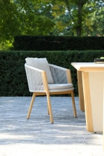 Комплект обеденной мебели серый, керамика/тик