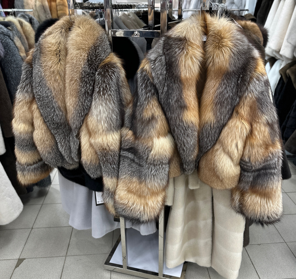 Шуба - кроп из лисы «крестовка» 45см