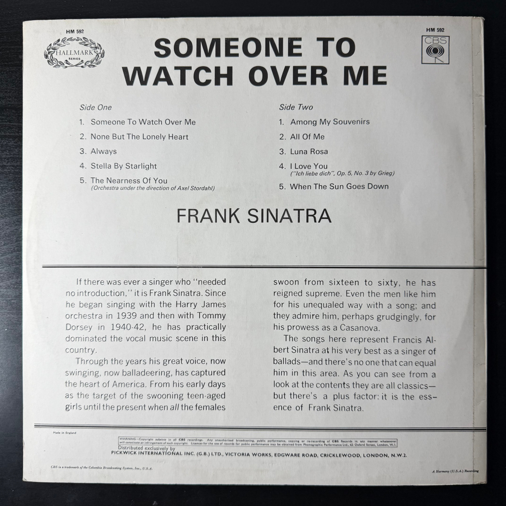 Frank Sinatra - Someone To Watch Over Me (Англия 1968г.)