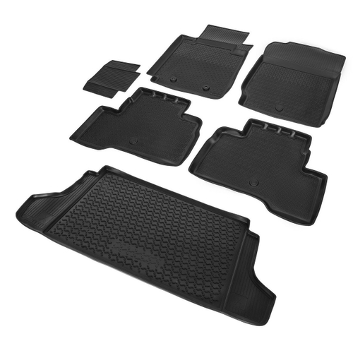 Коврики в салон и багажник автомобиля (комплект) Rival для Suzuki Grand Vitara III поколение рестайлинг 5-дв. 2012-2015, полиуретан, с крепежом, 6 частей, K15501002-1