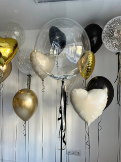 Воздушные шары на юбилей 25 лет золото/черный №3739