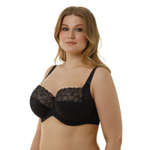 Кружевной бюстгальтер на каркасах с мягкой чашкой (Размер: 90F) (Цвет: черный)