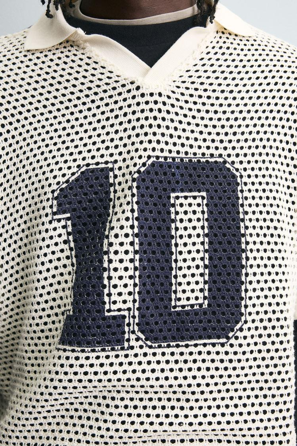 ZARA ПОЛО РЕТРО-ФУТБОЛ С ОТКРЫТОЙ СТРУКТУРОЙ, ЭКРЮ