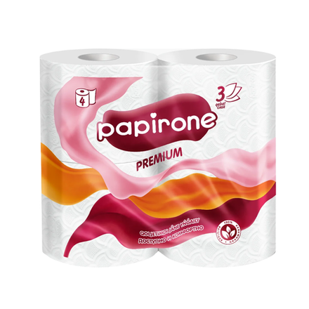 Туалетная бумага Papirone Premium 4 рулона 4 слоя