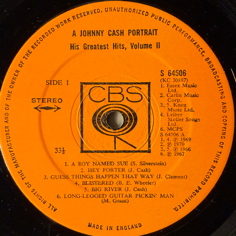 Johnny Cash ‎– A Johnny Cash Portrait - His Greatest Hits Volume II (Англия 1970г.) Т