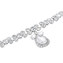 Колье-люкс, круглые мелкие камни, овальный циркон с окантовкой