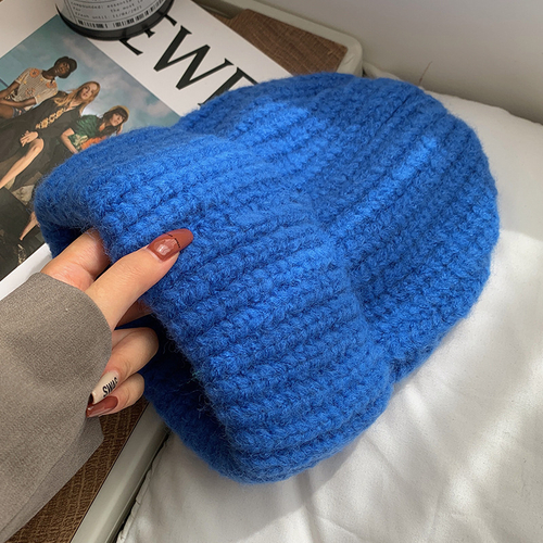 Теплая шапка "Вязаная", синяя