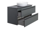 Тумба с раковиной LA FENICE Elba Grigio TWIN 100 серая/столешница черная