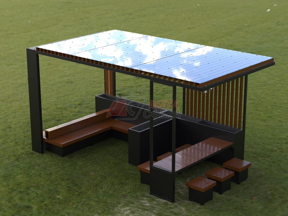 Пергола Комфорт 2 с мебелью и гирляндой