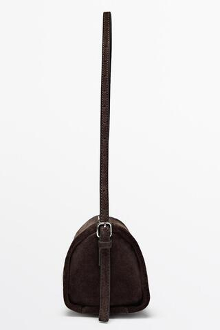 Massimo Dutti Сумка через плечо из натуральной замши, шоколадный