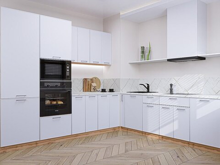 Угловая модульная кухня Квадро-02 Белый - Дуб Вотан 2140*2400/2150*600