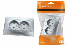 Розетка двойная 2П+З 16А 250В с защ. шт. белая "Лама" TDM SQ1815-0013