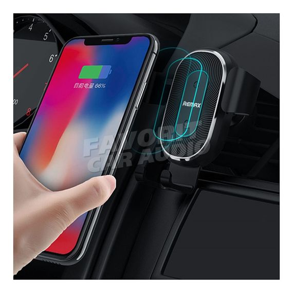 Держатель Remax RM-C38 воздуховод шарнир бесп. зарядка Qi чёрный