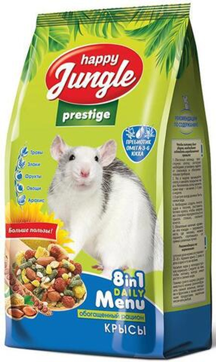 Корм Happy Jungle Prestige 8 в 1 Daily Menu для декоративных крыс, 500 г