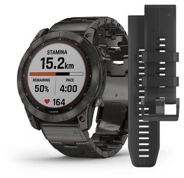 Garmin Fenix 7 Sapphire Solar титановый угольно-серый DLC с угольно-серым титановым DLC браслетом серый