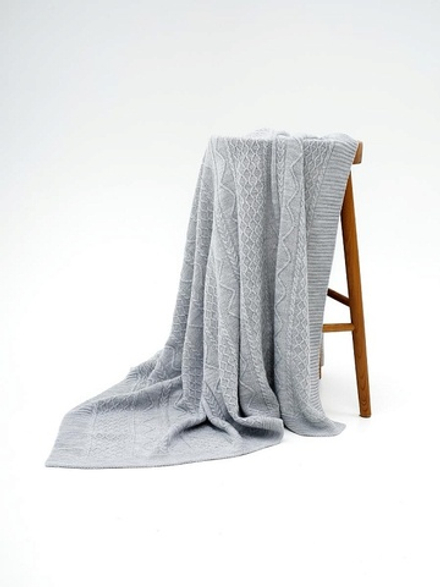 Плед 130x170 Косы-волны МПД034-33 св. серый