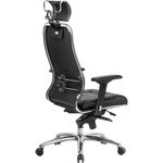 Кресло офисное МЕТТА "SAMURAI" KL-3.04, с подголовником, кожа, черное