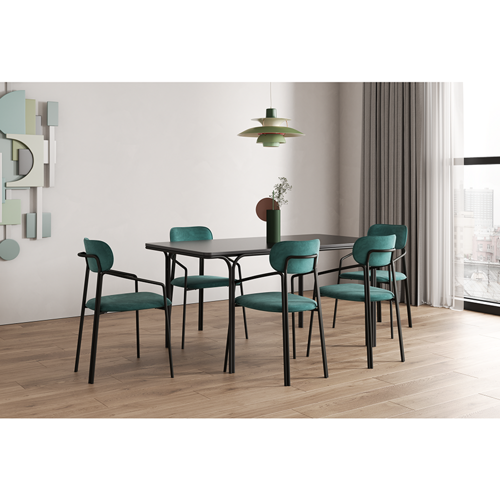 Стул Ror, Round, велюр, черный/зеленый