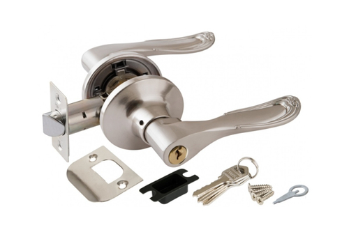 Замок ручка Никель матовый с ключом,фиксатором 6030 SN-Е