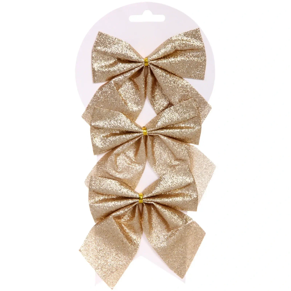 Бант на ёлку «Зимнее очарование» 11*11 см (набор 3 шт), Шампань