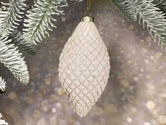 Набор стеклянных шаров Королевский Каприз 80 мм., 12 шт., белый, House of Seasons (84513)