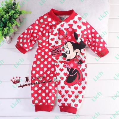 Комбинезон детский с принтами кругов, сердец и Минни Маус