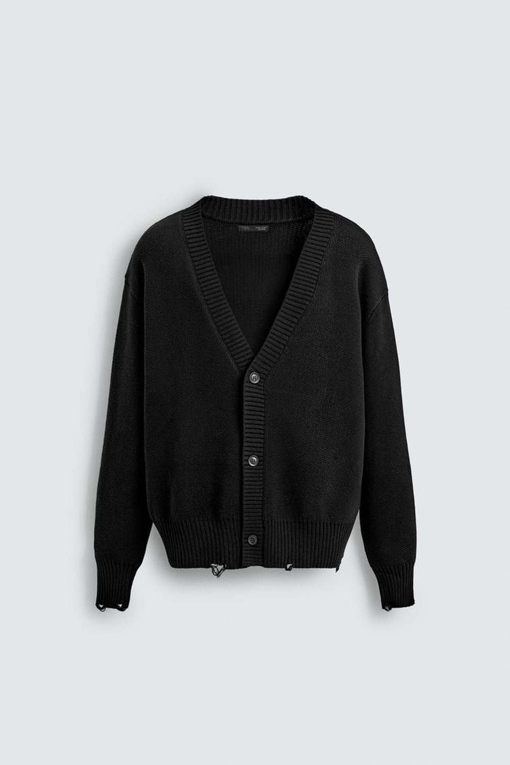 ZARA КАРДИГАН В РУБЧИК С ЭФФЕКТОМ ПОТЕРТОСТИ, ЧЕРНЫЙ